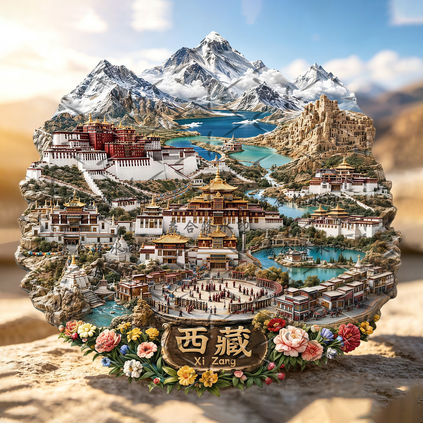 布达拉宫金属浮雕磁吸冰箱贴