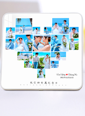 水晶结婚纪念相框爱心形生日礼物
