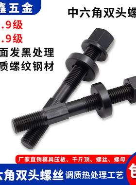 12.9级加硬中六角双头螺丝M12码模螺杆M16螺母M20垫片M24 M30包邮
