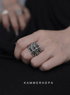 kammerhopa 小众设计师品牌925银戒指骷蕾丝系列独特指环男女新品