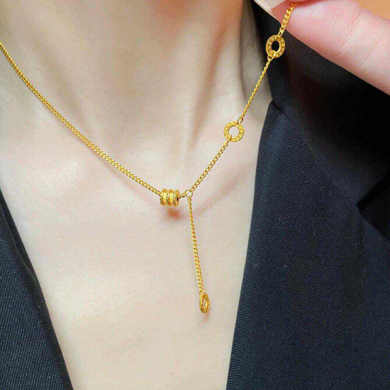 越南纯沙金LOVE小蛮腰项链女轻奢高级感仿真黄金锁骨链送女友礼物