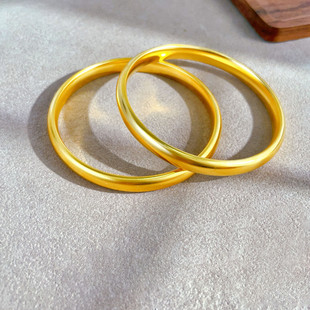 古法传承素圈泥鳅背手镯女仿真黄金实心镯子结婚三金假金沙金饰品