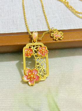 樱你而来项链女锁骨链小众轻奢久不掉色沙金假金仿真黄金饰品配饰