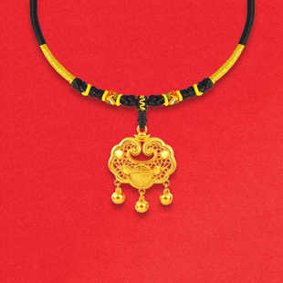 仿真黄金儿童金锁宝宝婴儿平安长命锁金饰吊坠周岁满月百天道具礼