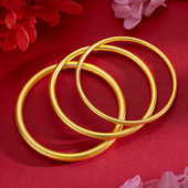 古法传承手镯女素圈实心不掉色结婚三金首饰沙金假金仿真黄金镯子