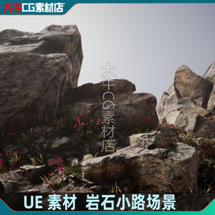 UE4虚幻UE5 写实岩石 石头 石块大石头小路场景