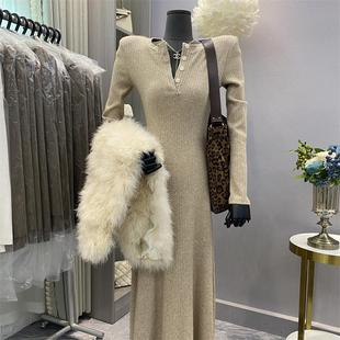 小个子内搭毛衣长裙 女装 修身 加厚羊绒针织连衣裙子2025秋冬女新款