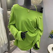设计感露肩长袖 韩国东大门夏季 新款 T恤女宽松显瘦纯欲慵懒上衣潮