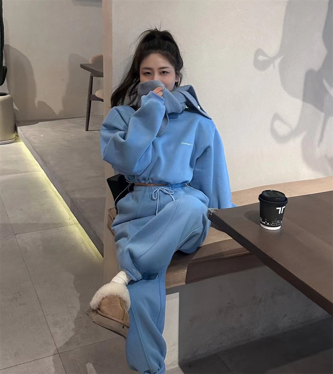 休闲套装圆领宽松炸街卫衣卫裤