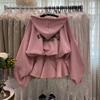 休闲连帽宽松卫衣运动短裙套装