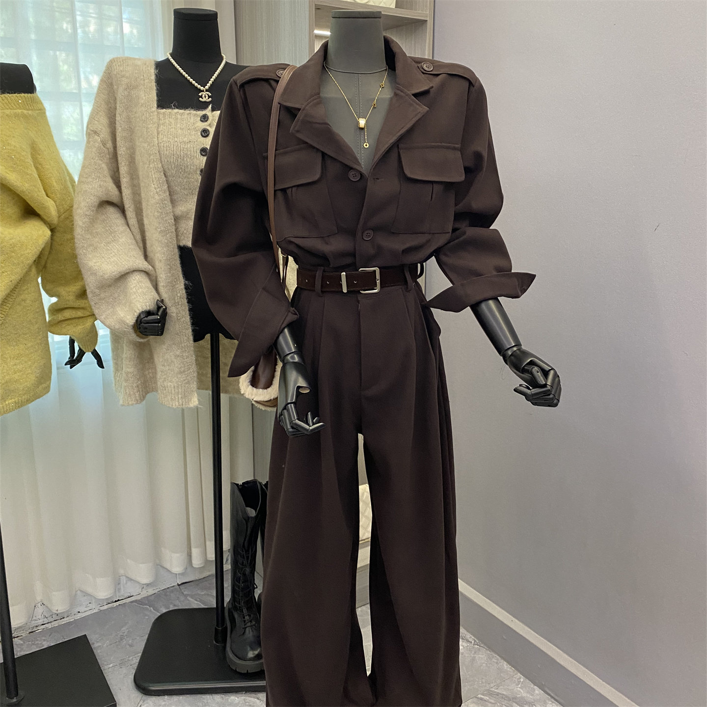 特价2025秋季新款百搭显瘦西装领呢子连体裤休闲气质阔腿裤连身衣,女装/女士精品,连体衣/裤,淘宝优惠券,粉丝福利购,淘宝优惠卷