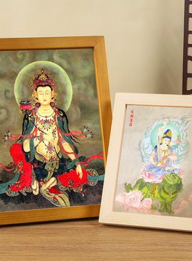 文殊菩萨画像高清结缘实木