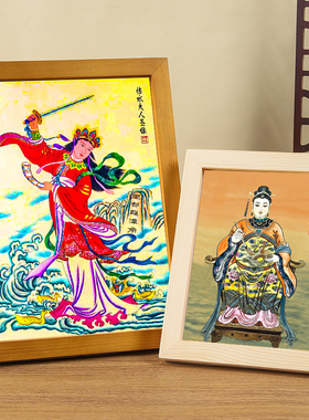 人物画像临水夫人实木框摆台挂画