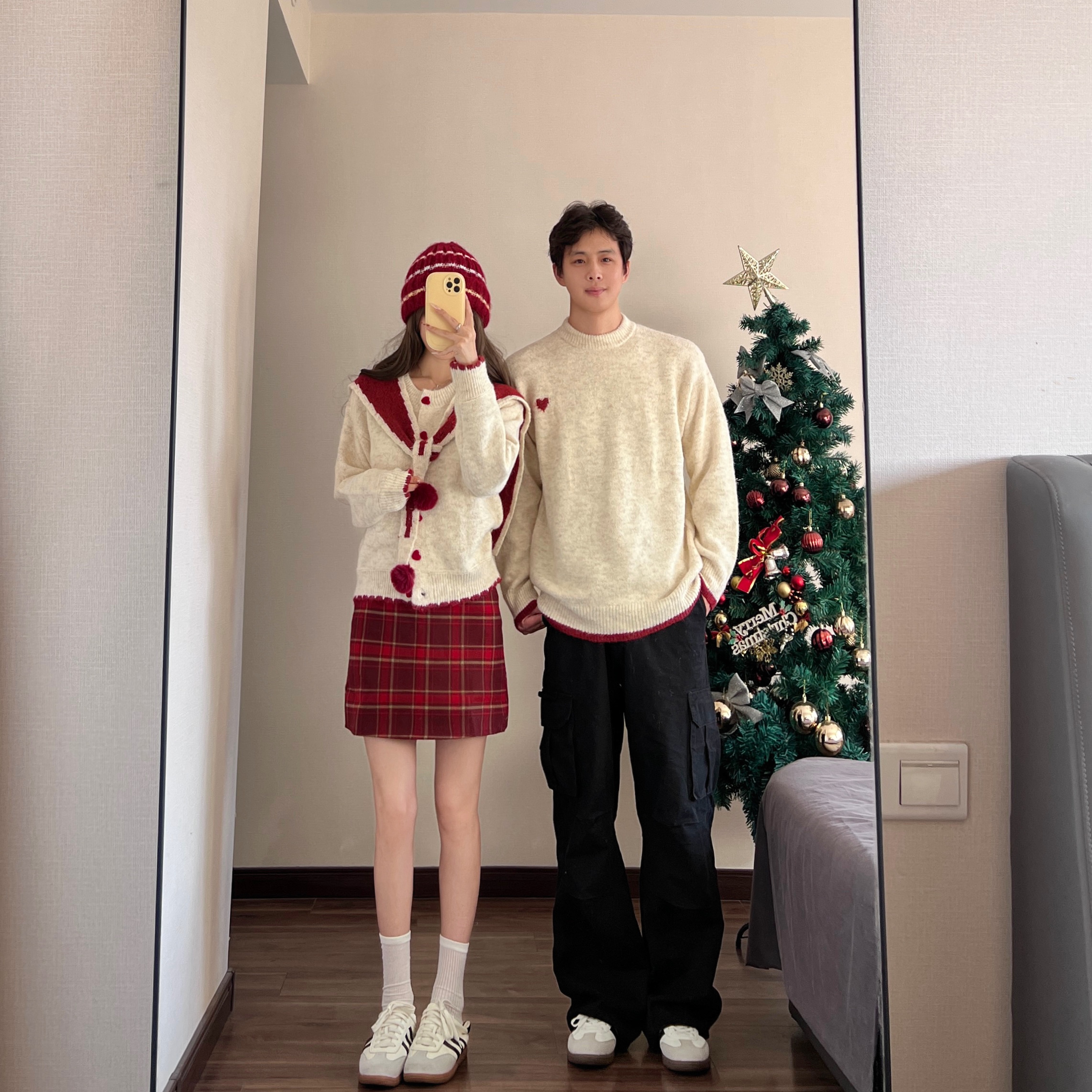 情侣装针织开衫毛衣圣诞氛围穿搭