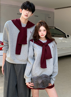 小众设计感情侣装2026新款韩版灰色卫衣半身裙套装学院风百搭上衣