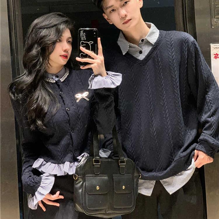 情侣春秋假两件毛衣半身裙两件套