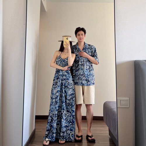 情侣装夏季新款法式复古连衣裙