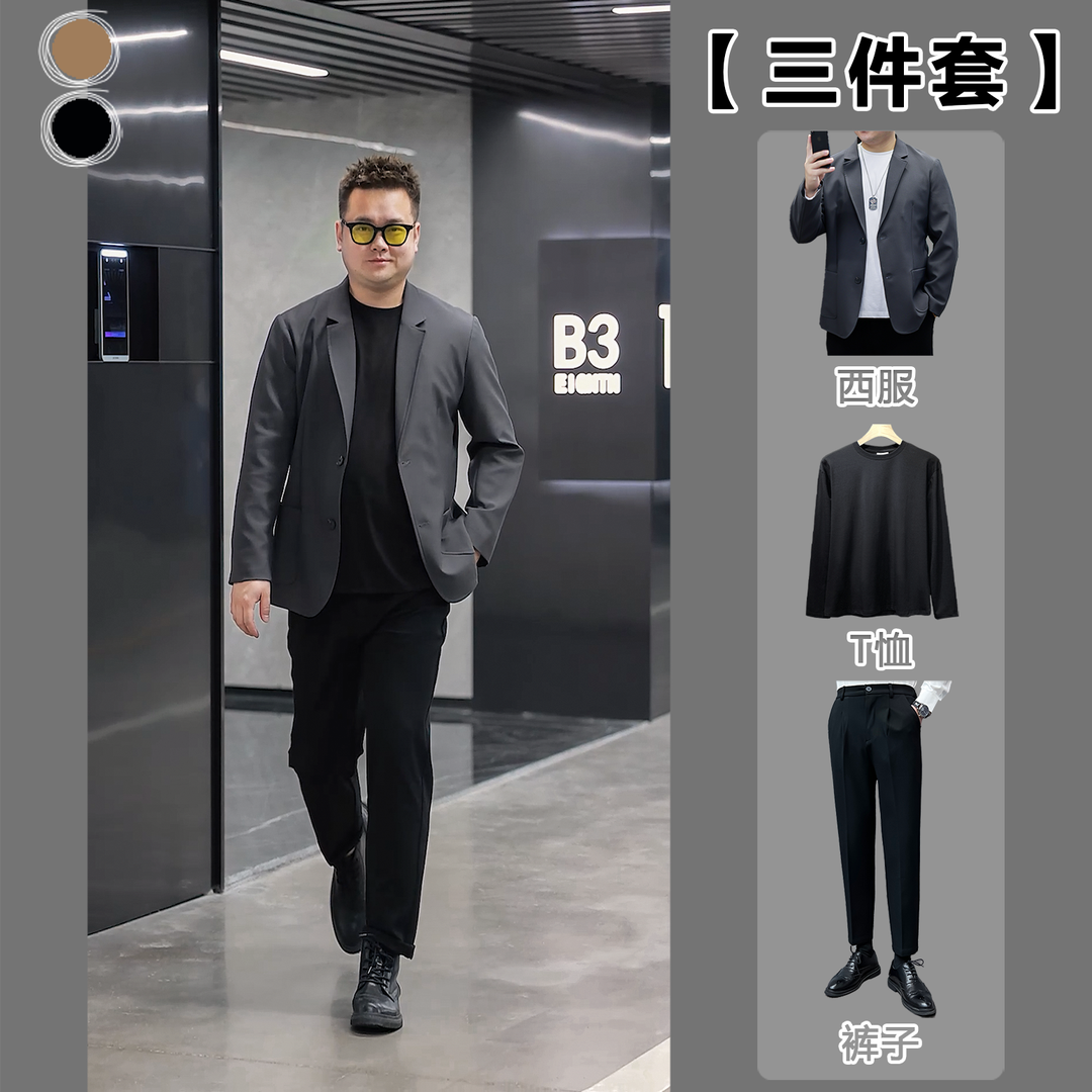 【三件套】秋季男士大码高端西服套装休闲商务正装高品质西装K350 男装 西服套装 原图主图