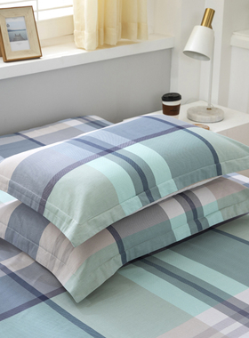 纯棉枕套一对装家用成人枕头套48x74cm100全棉简约单人枕芯套罩子