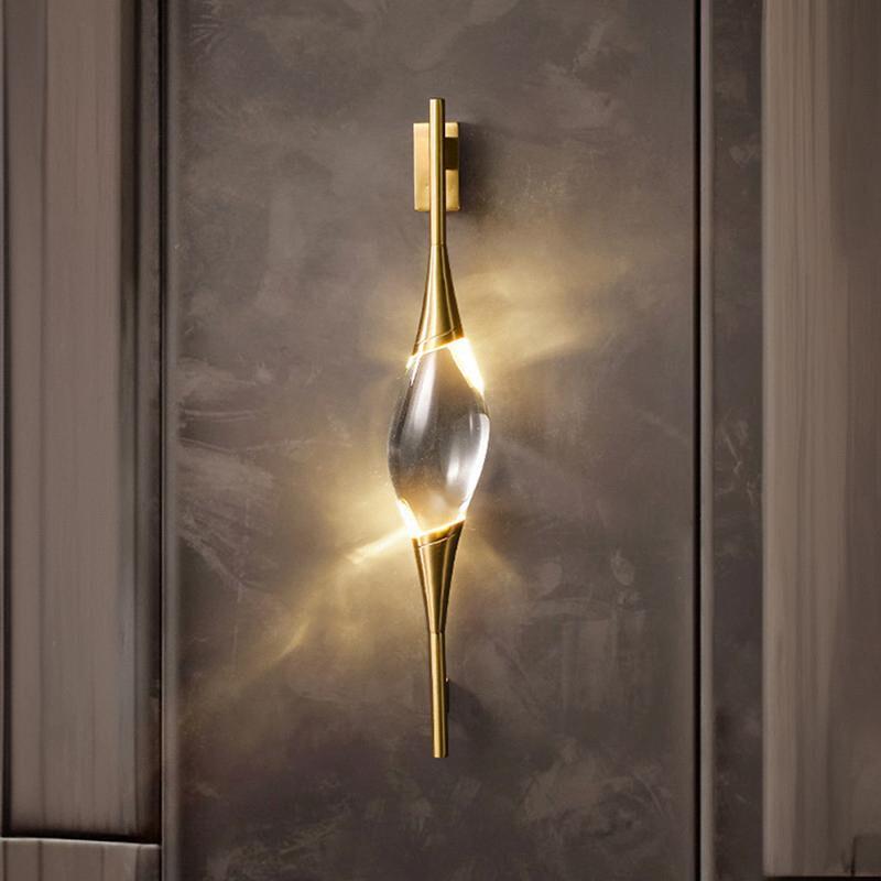 2024卧室新款客厅轻奢高级感床头灯创意造型氛围艺术全铜水晶壁灯