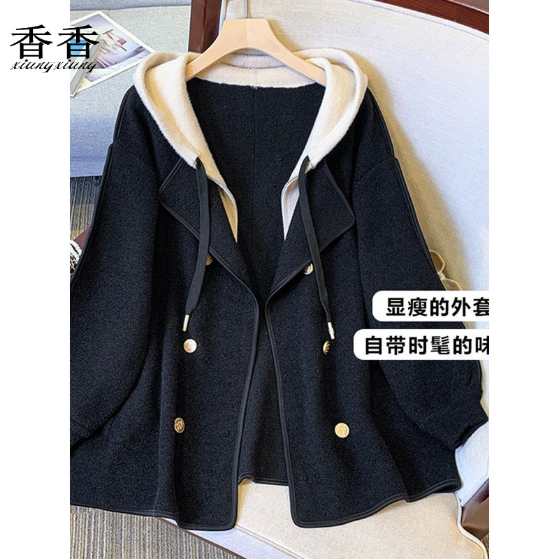 新款洋气欧货假两件连帽