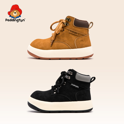 帕丁顿熊童鞋保暖棉鞋2025冬季女童防水皮加绒加厚板鞋运跑步鞋男