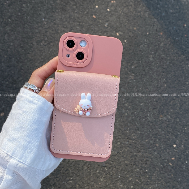 新可爱少女粉公仔卡包保护壳适用小米17promax手机壳turbo4背式斜挎红米k90pro全包边k80k70k60女款note15pro