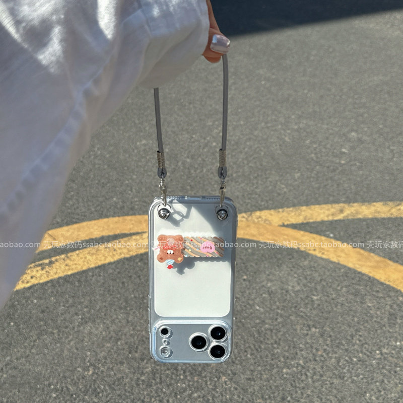 小熊金属条支架适用小米17pro透明手机壳新款turbo5max高级感红米note15pro带支架k90简约创意k80全包防摔k70