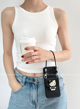 可爱蝴蝶结kt猫插卡包适用vivox300pro手机壳x200s卡通x100/x90斜挎s50挂绳s30女s20个性s19/s18全包y500防摔