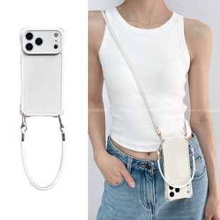 横竖可挂斜挎绳适用iphone17pro手机壳带挂绳苹果15promax新款保护套16pro全包防摔13可背一体12脖子女款丢盗