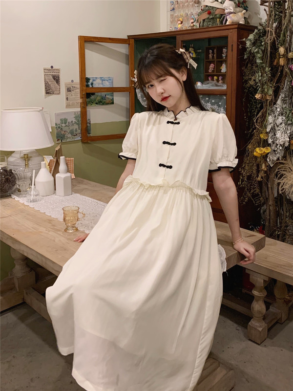 Real auction real price Republic of China little sister cheongsam women's summer improved dress bubble sleeve first love skirt