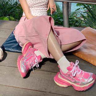 垂感显瘦粉色百搭七分裤 高腰宽松阔腿直筒牛仔裤 女 新款 2026夏季