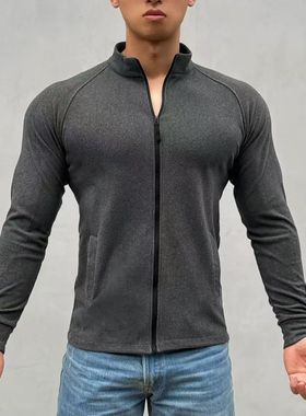 秋冬重磅280克双面德绒立领保暖防寒修身健身拉链休闲百搭运动衫