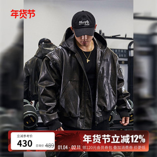 BLUESFLY美式复古皮衣夹克外套男冬季加绒夹棉高级感痞帅机车飞行