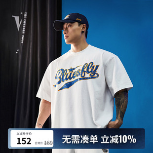 BLUESFLY美式潮牌印花短袖男女纯棉圆领宽松健身运动训练休闲半袖