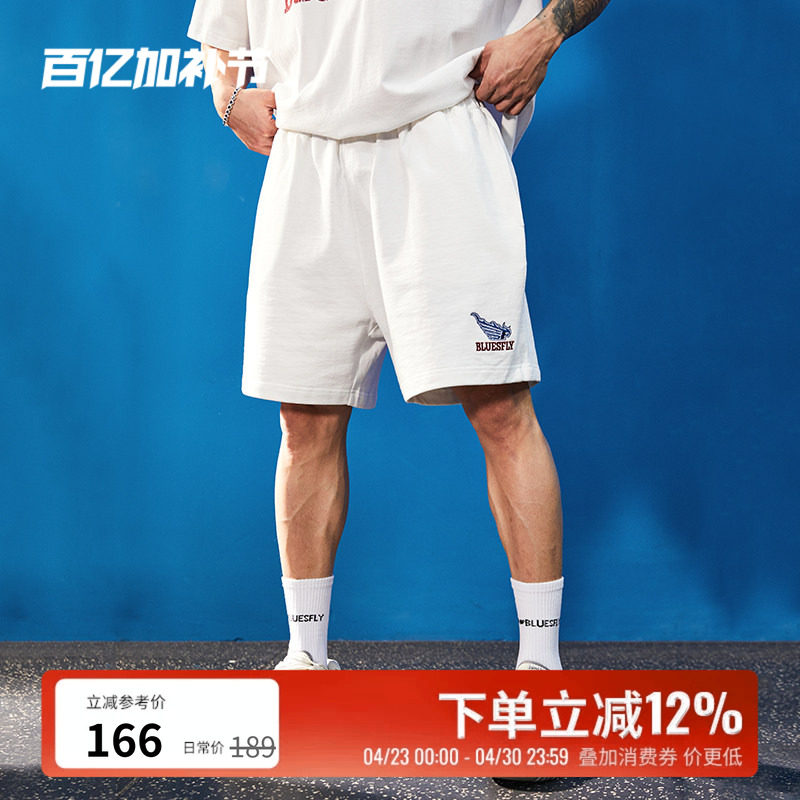 BLUESFLY健身运动短裤男女美式刺绣宽松四分裤休闲训练篮球裤套装