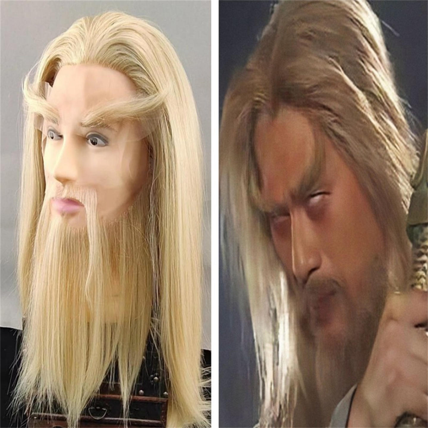 古风假发金毛狮王造型高温丝头套