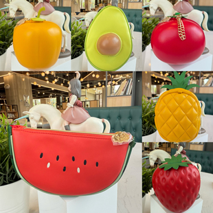 日单尾货瑕疵款 素趣味设计收纳包 YUP蔬菜造型收纳包皮革立体元