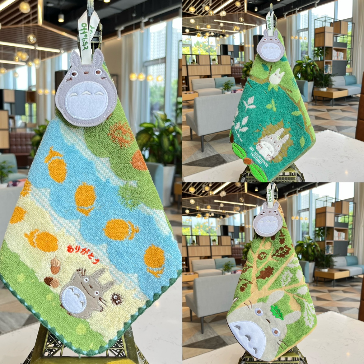 出口订单豆豆龙纯棉迷你小手帕吸水擦手巾可挂厨房擦手巾送挂钩