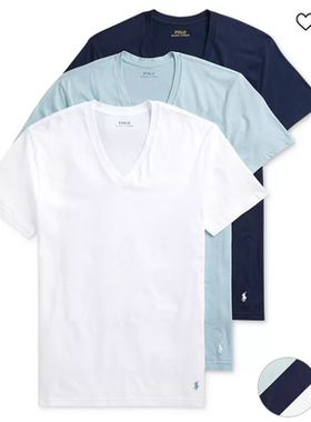 美国代购RL男装Polo小马经典纯棉短袖打底衫T恤tee3件套装新包邮