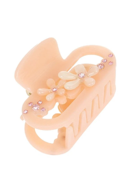 新款L. Erickson美国代购醋酸法式水晶钻花朵抓夹盘发发夹棕色粉