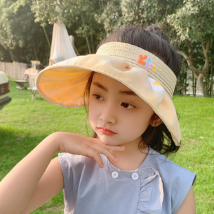 儿童防晒贝壳帽空顶太阳帽男女宝宝夏季 户外出游无顶卡通遮阳帽女