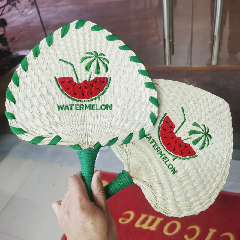 定制logo纯手工粽叶葵扇蒲扇刺绣