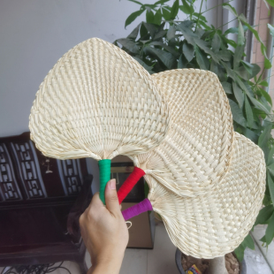 手工制作夏季老式蒲扇定制草编手摇扇芭蕉扇子棕叶葵扇刺绣印logo