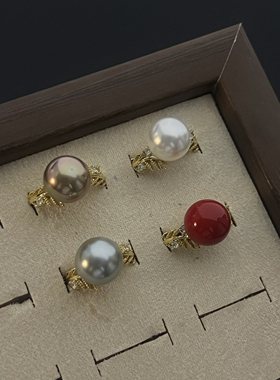 日常简约百搭饰品法式珍珠复古高级感戒指女小众指环素圈男女尾戒