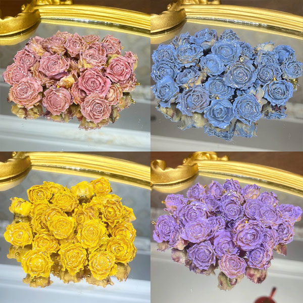 滴胶永生玫瑰染色花头DIY耳环项链手链材料真干饰品半成品配件