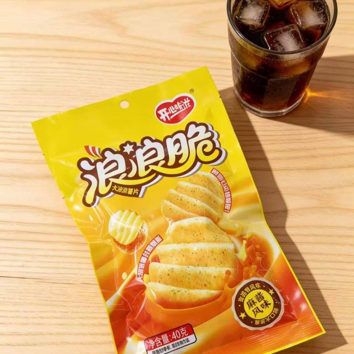 网上爆款开心咔滋浪浪脆薯片膨化食品麻酱风味儿童零食追剧哄娃