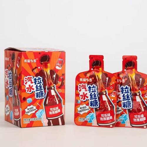 网上爆款熊猫多吉汽水拉丝糖葡萄可乐青柠味流质糖果零食挤牙膏糖