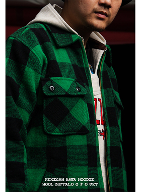 PACKRATS 18AW Wool Buffalo CPO JKT美式复古格子羊羔绒夹克棉衣