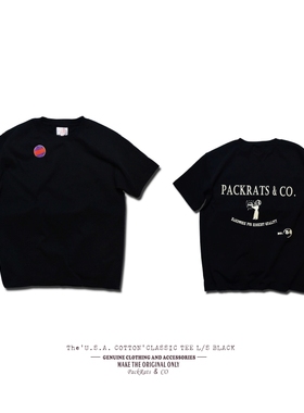 PACKRATS  USA COTTON TEE 美式重磅圆筒打底短袖T恤 黑舒适复古